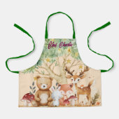 名前をカスタムするお洒落ウッドランドフォレストアニマルズキッズ エプロン (正面)