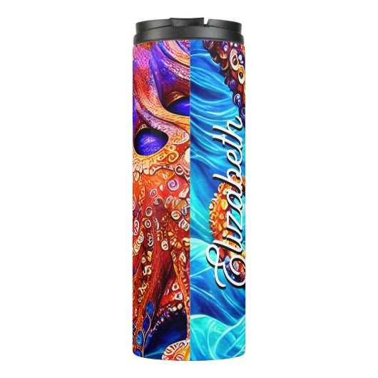 名前をカスタムするお洒落タコ青海波 タンブラー (裏面)