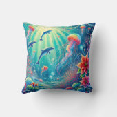 名前をカスタムするお洒落フローラコーラルリーフポインセチア クッション (裏面)