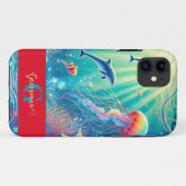 名前をカスタムするお洒落フローラコーラルリーフポインセチア Case-Mate iPhoneケース (裏面(横))