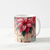 名前をカスタムするお洒落ポインセチアChristmas Bables コーヒーマグカップ (正面右)