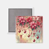 名前をカスタムするお洒落ポインセチアChristmas Bables マグネット (正面/裏面)