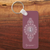 名前をカスタムするお洒落雪だるま装飾曼荼羅 キーホルダー (正面)