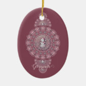 名前をカスタムするお洒落雪だるま装飾曼荼羅 セラミックオーナメント (正面)