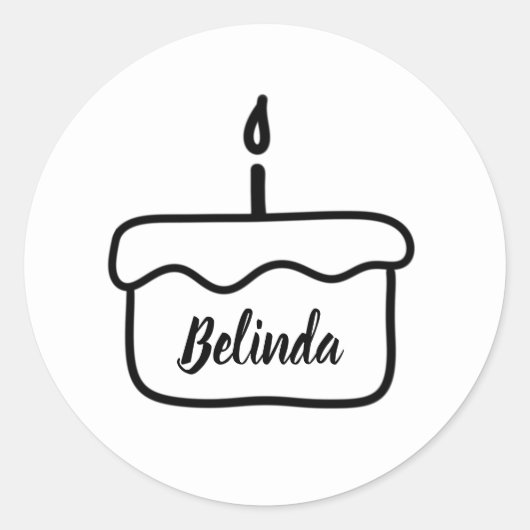 名前をカスタムするお誕生日ケーキシール |白 ラウンドシール (正面)