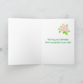 名前をカスタムするお誕生日ケーキハートとバラカード カード (内部)