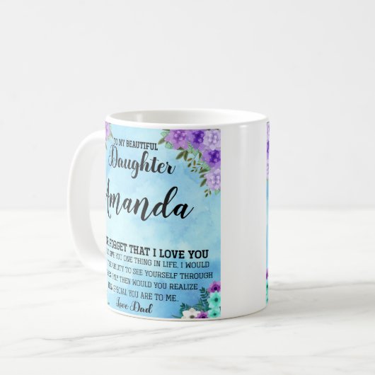 名前をカスタムするからの娘のパパブルーメッセージ コーヒーマグカップ (正面左)