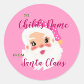 名前をカスタムするからサンタクロース子供のクリスマスプレゼント ラウンドシール (正面)
