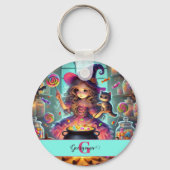 名前をカスタムするかわいいお洒落ウィッチハロウィーントリート キーホルダー (裏面)