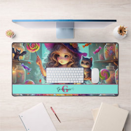 名前をカスタムするかわいいお洒落ウィッチハロウィーントリート デスクマット