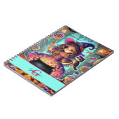 名前をカスタムするかわいいお洒落ウィッチハロウィーントリート ノートブック (左側)