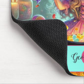 名前をカスタムするかわいいお洒落ウィッチハロウィーントリート マウスパッド (コーナー)