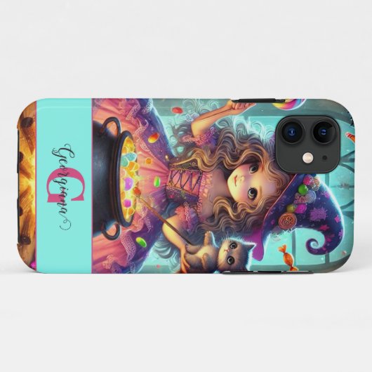 名前をカスタムするかわいいお洒落ウィッチハロウィーントリート Case-Mate iPhoneケース (裏面(横))