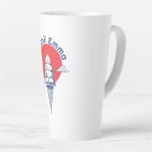 名前をカスタムするかわいいアイスクリームコーンかわいい日本の カフェラテマグ (右アングル)
