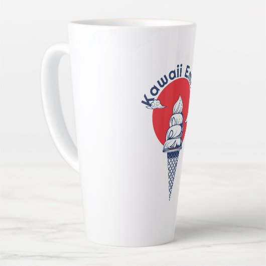 名前をカスタムするかわいいアイスクリームコーンかわいい日本の カフェラテマグ (左アングル)