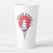 名前をカスタムするかわいいアイスクリームコーンかわいい日本の カフェラテマグ (正面)