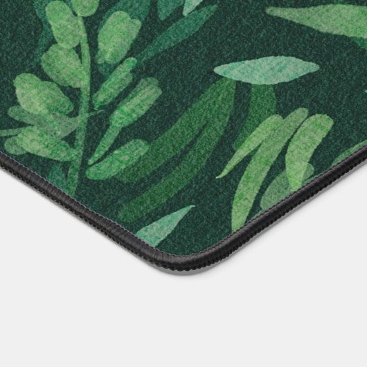 名前をカスタムするかわいいグリーンボタニカルオフィスデコール デスクマット (コーナー)