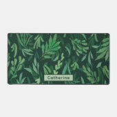 名前をカスタムするかわいいグリーンボタニカルオフィスデコール デスクマット (正面)