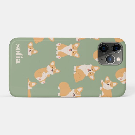 名前をカスタムするかわいいコギ柄の犬好き Case-Mate iPhoneケース (裏面(横))