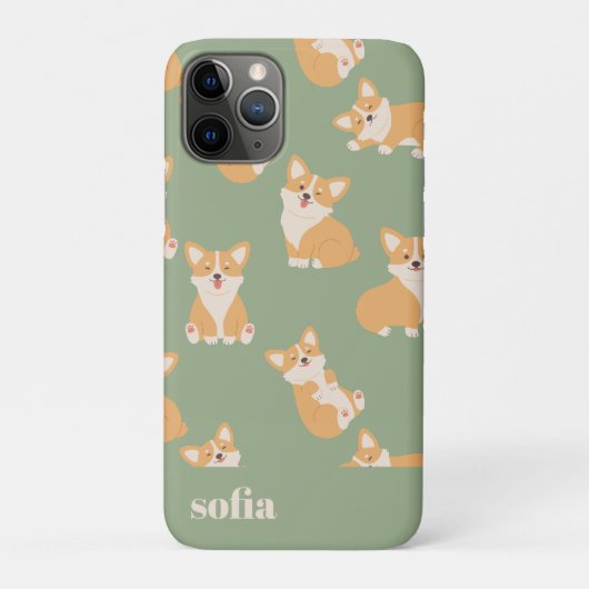 名前をカスタムするかわいいコギ柄の犬好き Case-Mate iPhoneケース (裏)