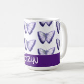 名前をカスタムするかわいいトレンディー美しい蝶 コーヒーマグカップ (正面右)