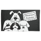 名前をカスタムするかわいいドッグドードル 枕カバー (正面左)