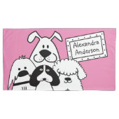 名前をカスタムするかわいいドッグドードル 枕カバー (正面左)