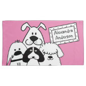 名前をカスタムするかわいいドッグドードル 枕カバー (正面右)