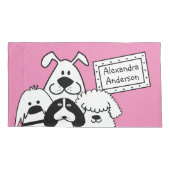 名前をカスタムするかわいいドッグドードル 枕カバー (裏面-左)