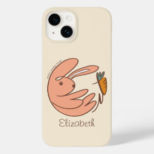 名前をカスタムするかわいいバニーとニンジン動物アート Case-Mate iPhone 14ケース