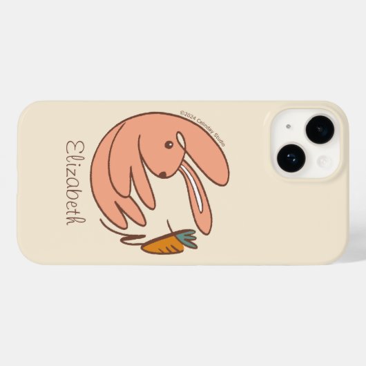名前をカスタムするかわいいバニーとニンジン動物アート Case-Mate iPhoneケース (裏面 (横))