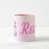 名前をカスタムするかわいいピンク猫ガールズウォーター色の子猫 マグカップ (中央)