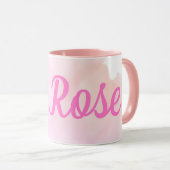 名前をカスタムするかわいいピンク猫ガールズウォーター色の子猫 マグカップ (正面右)