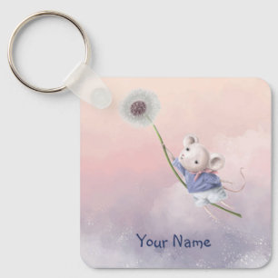 名前をカスタムするかわいいファンタジーマウスタンポポKeychain キーホルダー