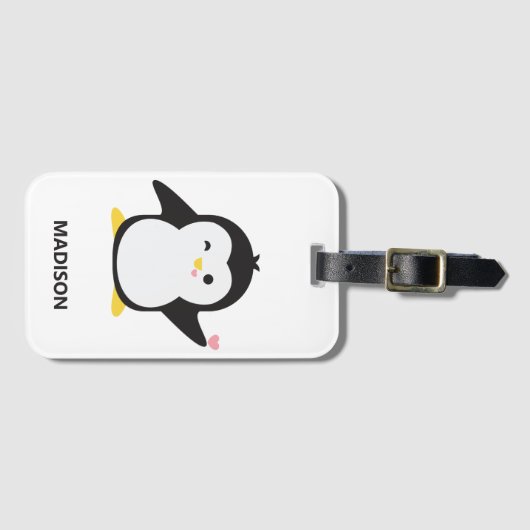 名前をカスタムするかわいいペンギン荷物タグ ラゲッジタグ (正面横)