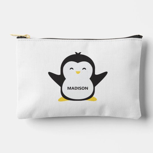 名前をカスタムするかわいいペンギン アクセサリーポーチ (正面)