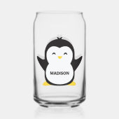 名前をカスタムするかわいいペンギン ガラス缶 (裏面)