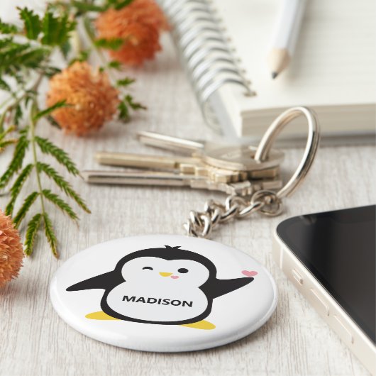 名前をカスタムするかわいいペンギン キーホルダー (側面)