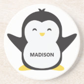名前をカスタムするかわいいペンギン コースター (正面)