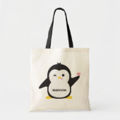 名前をカスタムするかわいいペンギン トートバッグ (正面)
