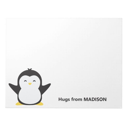 名前をカスタムするかわいいペンギン ノートパッド (正面)