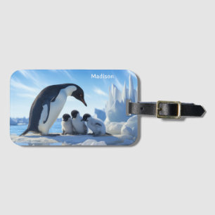 名前をカスタムするかわいいペンギン ラゲッジタグ
