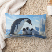 名前をカスタムするかわいいペンギン ランバークッション (ブランケット)