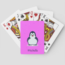 名前をカスタムするかわいいペンギンon pink