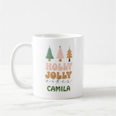 名前をカスタムするかわいいホリデーギフトボホクリスマスツリー コーヒーマグカップ (左)