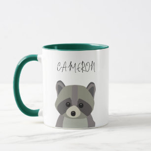 名前をカスタムするかわいいモダンラクーンイラストレーション マグカップ