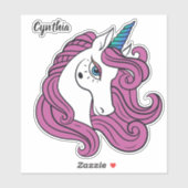 名前をカスタムするかわいいユニコーン シール (シート)