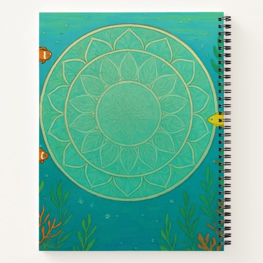 名前をカスタムするかわいい女の子の日本のマーメイドプリンセス ノートブック (裏面)