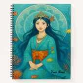 名前をカスタムするかわいい女の子の日本のマーメイドプリンセス ノートブック (正面)
