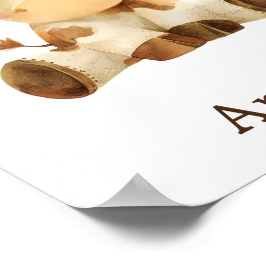 名前をカスタムするかわいい子供部屋デコールファーム動物の牛 ポスター (角)